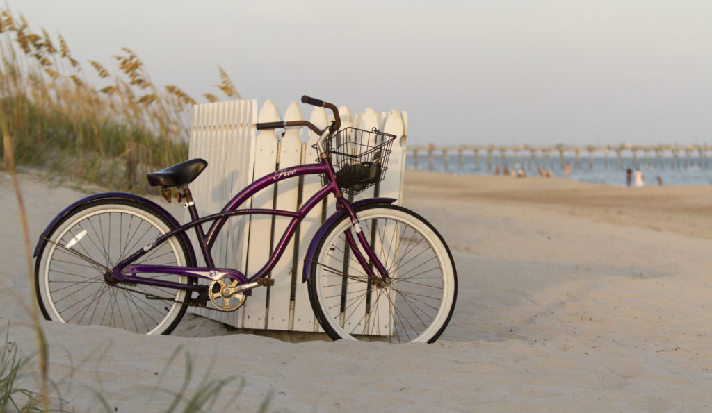 A bicycle on the beach, Atlantic Beach, North Carolina, part of what's known as the Crystal Coast.
