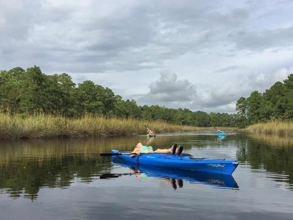 Paddling the still waters of Mill Creek.